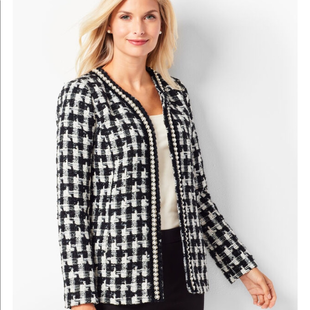 NWOT TALBOTS PEARL-TRIM TWEED JACKET - Picture 3 of 7